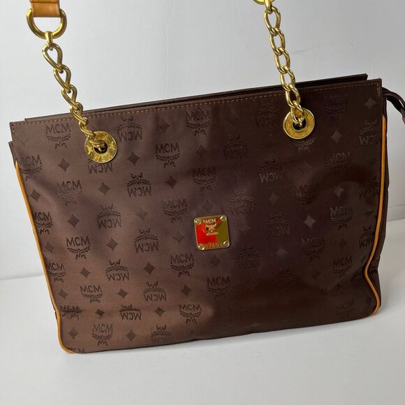 MCM Authentic Leather And Nylon Shoulder Bag Tote Purse - Picture 5 of 12